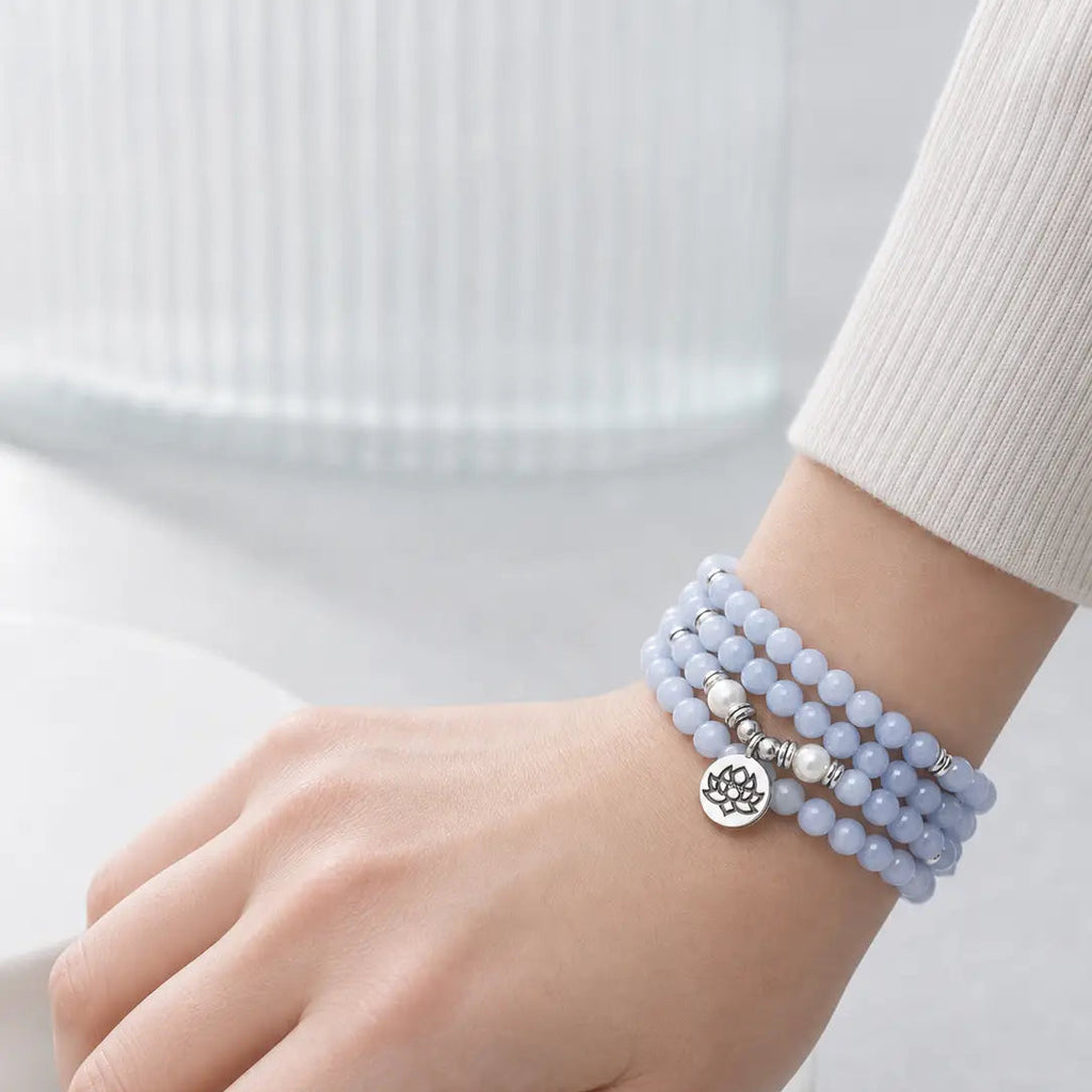 Song Yne 108 Aquamarine Mala Calming & Healing Bracelet