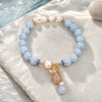 Song Yne Aquamarine Pearl Money Bag Fortune & Healing Bracelet