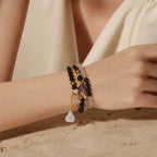 Song Yne Gold Sheen Obsidian Gray Agate Strength & Protection Bracelet