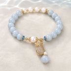 Song Yne Aquamarine Pearl Money Bag Fortune & Healing Bracelet