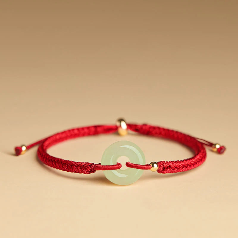 Song Yne Hetian Jade Peace Buckle Fu Luck Bracelet