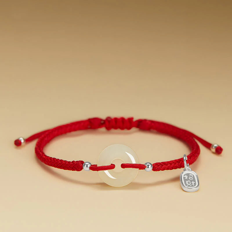 Song Yne Hetian Jade Peace Buckle Fu Luck Bracelet